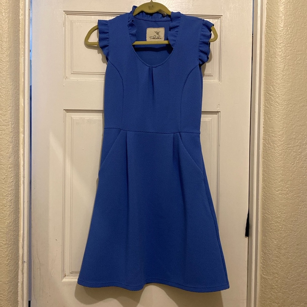 Periwinkle ruffle dress with pockets